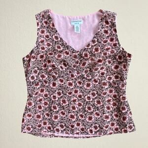 Covington pink floral babydoll V neck tank top, coconutgirl summer beachy